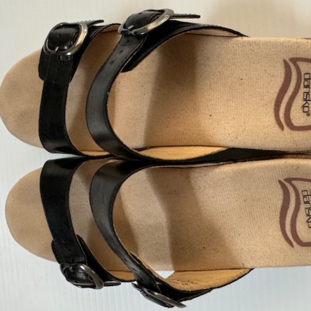 Dansko Sophie Black Leather Sandal Sz 37